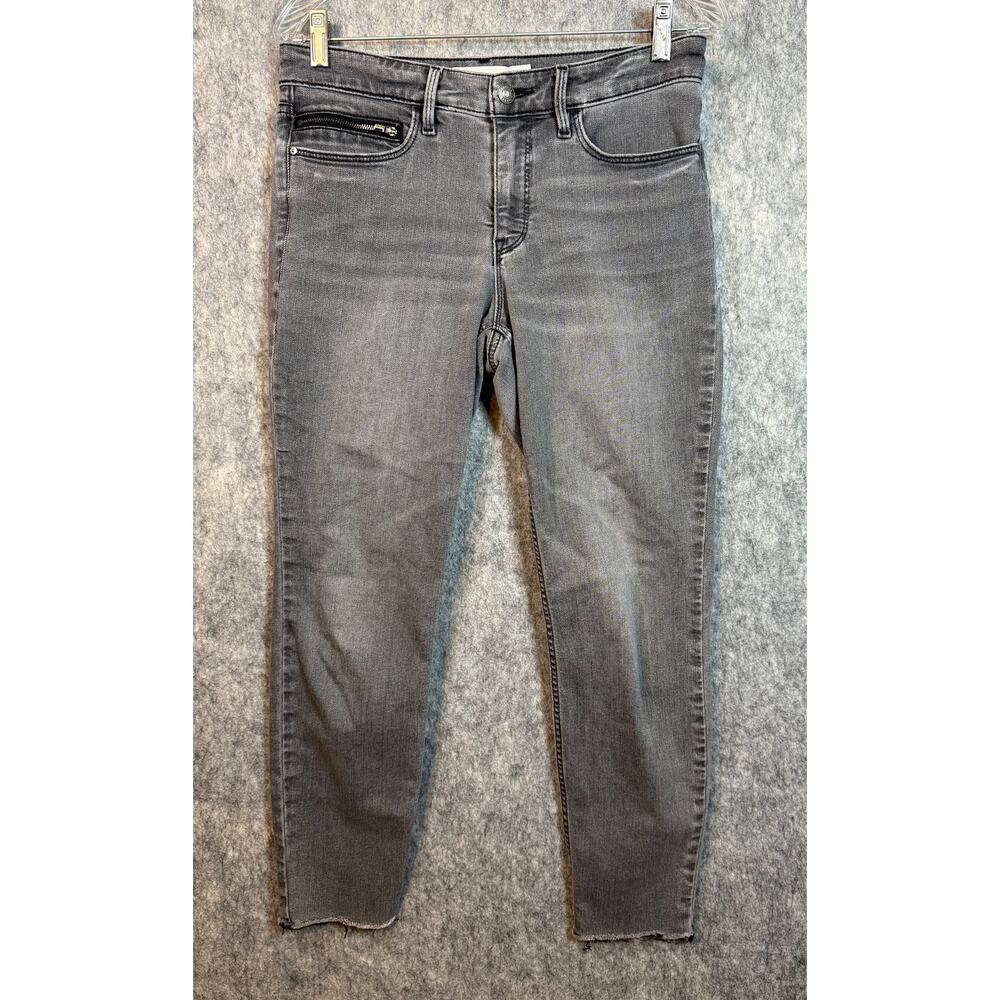 EUC Athleta Womens Gray Scupltek Stretch Raw Hem Skinny Jeans - Size 8P